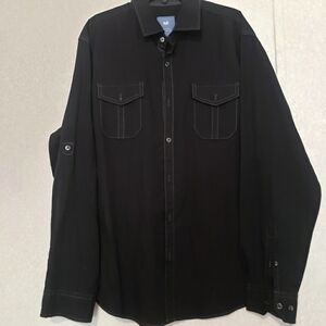 MICHAEL BRANDON....LONG SLEEVE BUTTON UP SHIRT....BLACK....SIZE:LARGE